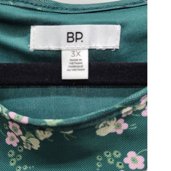 BP Ruched Mesh Mini Bodycon Sleeveless Dress in Green Kasey Floral Size 3XL - Picture 4 of 7